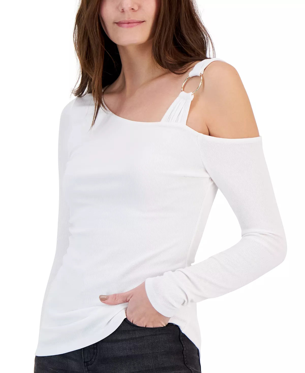 INC International Concepts Women's One-Shoulder Asymmetric Top, Created For Macy's 5 INC International Concepts Women's One-Shoulder Asymmetric Top, Created For Macy's - Image 3