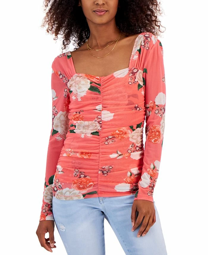 INC International Concepts Women's Ruched Printed Top, Created For Macy's 3 INC International Concepts Women's Ruched Printed Top, Created For Macy's