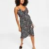 Bar III Women's Printed Ruffle Wrap Midi Dress, Created For Macy's -Clothing Shop 22987239 fpx
