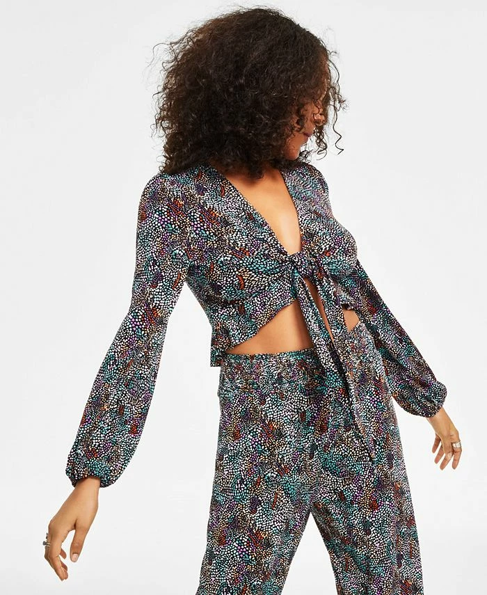 Bar III Women's Tie-Front Ruffle Crop Top, Created For Macy's 3 Bar III Women's Tie-Front Ruffle Crop Top, Created For Macy's