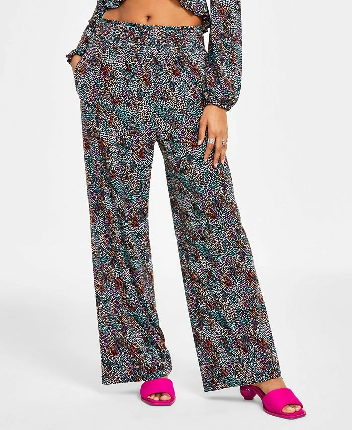 Bar III Women's Printed Wide-Leg Pants, Created For Macy's 3 Bar III Women's Printed Wide-Leg Pants, Created For Macy's