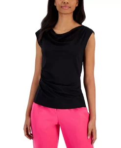 Anne Klein Women's Cap-Sleeve Cowlneck Blouse -Clothing Shop 22988866 fpx