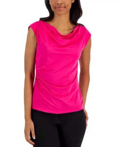 Anne Klein Women's Cap-Sleeve Cowlneck Blouse -Clothing Shop 22988870 fpx