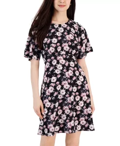 Connected Women's Floral-Print Round-Neck Sheath Dress -Clothing Shop 22996088 fpx