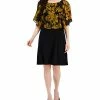 Connected Women's Flora-Print Cape-Overlay A-Line Dress