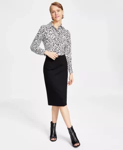 Bar III Women's Animal-Print Button-Up Shirt, Created For Macy's -Clothing Shop 23033343 fpx