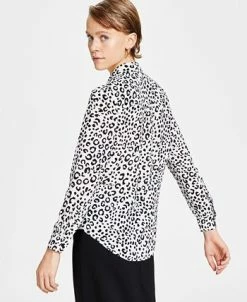 Bar III Women's Animal-Print Button-Up Shirt, Created For Macy's -Clothing Shop 23033344 fpx