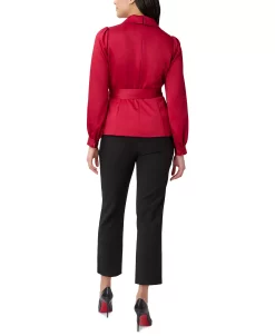 Adrianna Papell Women's Shawl-Collar Tie-Waist Wrap Shirt -Clothing Shop 23033728 fpx