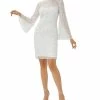 Adrianna Papell Women's Embellished Sheer-Sleeve Shift Dress -Clothing Shop 23033913 fpx