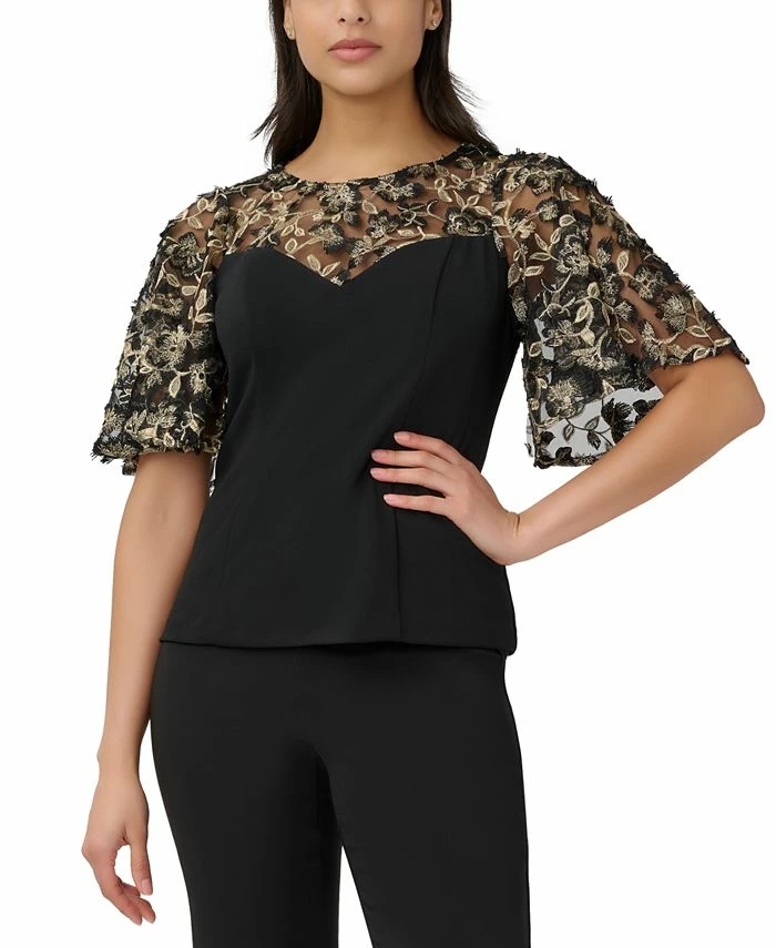 Adrianna Papell Embroidered Illusion Top 3 Adrianna Papell Embroidered Illusion Top