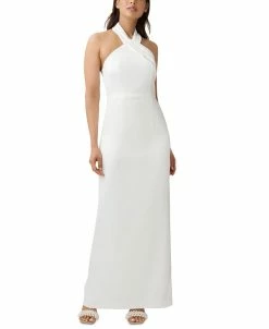 Adrianna Papell Women's Halter-Neck Sleeveless Fitted Gown