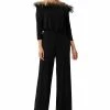 Adrianna Papell Women's Feather-Trim Wide-Leg Jumpsuit -Clothing Shop 23034307 fpx