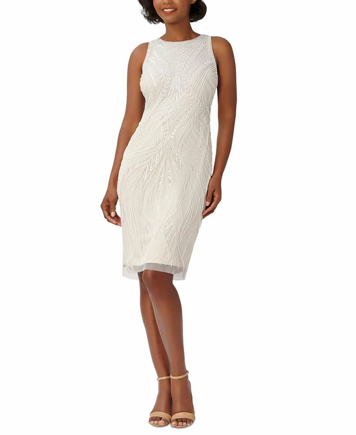 Adrianna Papell Women's High-Neck Embellished Sheath Dress 3 Adrianna Papell Women's High-Neck Embellished Sheath Dress