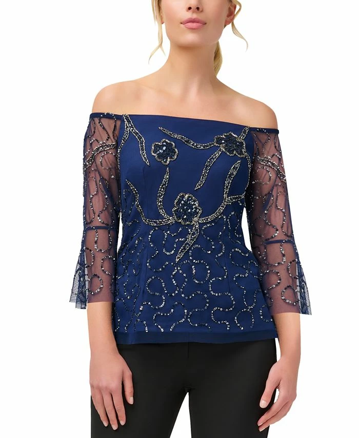 Adrianna Papell Women's Off-The-Shoulder Embellished Blouse 3 Adrianna Papell Women's Off-The-Shoulder Embellished Blouse