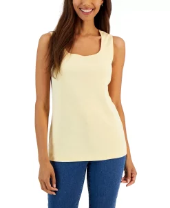 Karen Scott Quare-Neck Cotton Tank Top, Created For Macy's -Clothing Shop 23034880 fpx