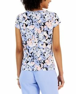 Kasper Women's Floral Cowl-Neck Short-Sleeve Top -Clothing Shop 23035442 fpx