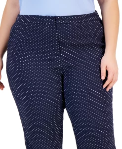 Kasper Plus Size Dot-Print Jacquard Ankle Pants -Clothing Shop 23045996 fpx