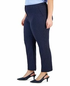 Kasper Plus Size Dot-Print Jacquard Ankle Pants -Clothing Shop 23045997 fpx