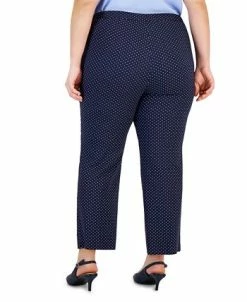 Kasper Plus Size Dot-Print Jacquard Ankle Pants -Clothing Shop 23045998 fpx