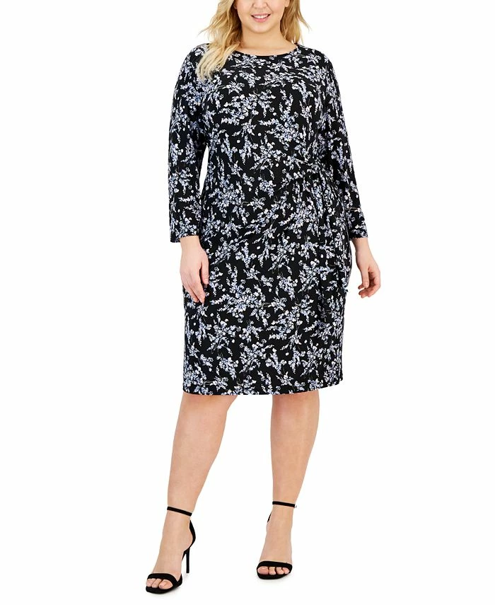 Kasper Plus Size Floral Faux-Wrap Pullover Dress 3 Kasper Plus Size Floral Faux-Wrap Pullover Dress