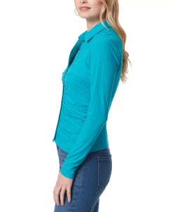 Jessica Simpson Women's Wren Collared Button-Up Top -Clothing Shop 23046904 fpx