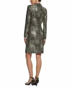 Vince Camuto Women's Mock-Neck Long-Sleeve Metallic Dress -Clothing Shop 23048508 fpx