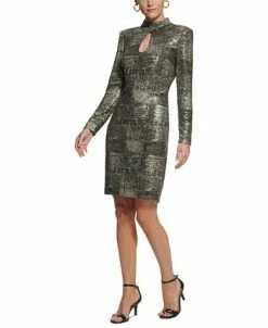 Vince Camuto Women's Mock-Neck Long-Sleeve Metallic Dress -Clothing Shop 23048510 fpx