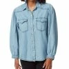 Sam Edelman Women's Farah Puff-Sleeve Denim Shirt -Clothing Shop 23048931 fpx