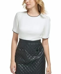 Karl Lagerfeld Paris Women's Mixed-Media Sheath Dress -Clothing Shop 23100625 fpx