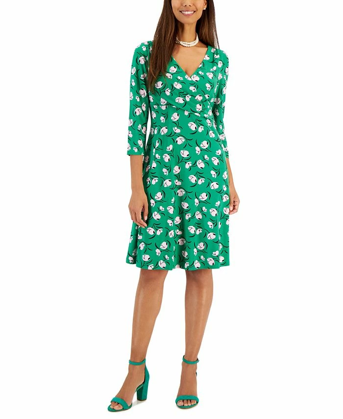 Kasper Women's Maura Printed Surplice-Neck Dress 3 Kasper Women's Maura Printed Surplice-Neck Dress