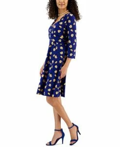Kasper Women's Maura Printed Surplice-Neck Dress -Clothing Shop 23109768 fpx