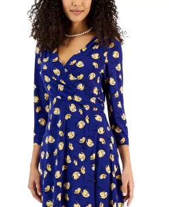 Kasper Women's Maura Printed Surplice-Neck Dress -Clothing Shop 23109769 fpx