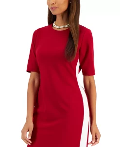 Kasper Women's Ellen Crewneck Side-Stripe Shift Dress -Clothing Shop 23109861 fpx