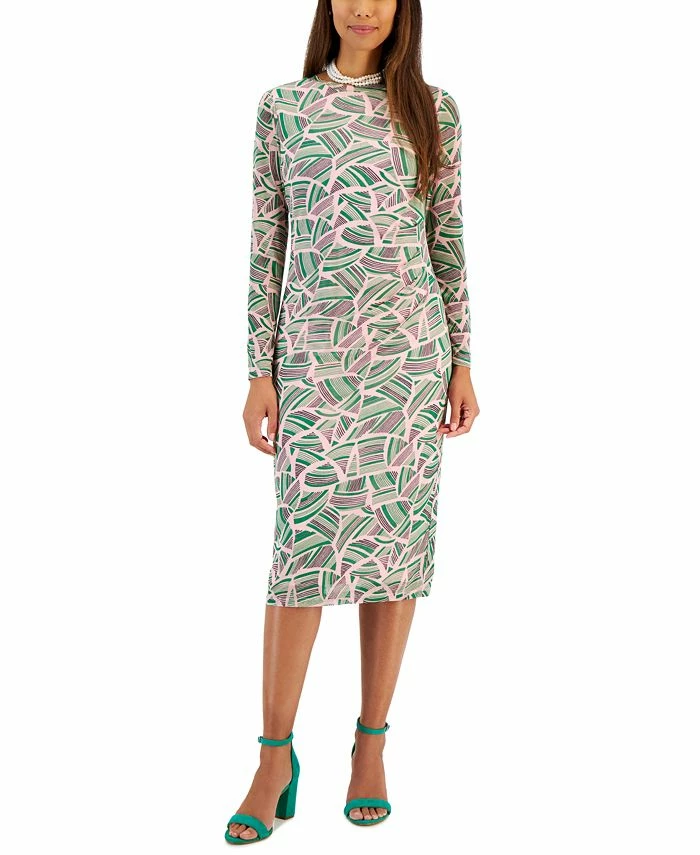 Kasper Women's Side-Pleated Printed Midi Dress 3 Kasper Women's Side-Pleated Printed Midi Dress