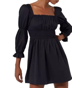 French Connection Women's Sindy Cotton Sateen Smocked Mini Dress -Clothing Shop 23111028 fpx