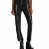 Steve Madden Women's Carson Mixed-Media Zipper-Trim Pants