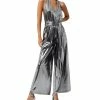 French Connection Women's Ronja Liquid Metallic Backless Wide-Leg Jumpsuit -Clothing Shop 23145261 fpx