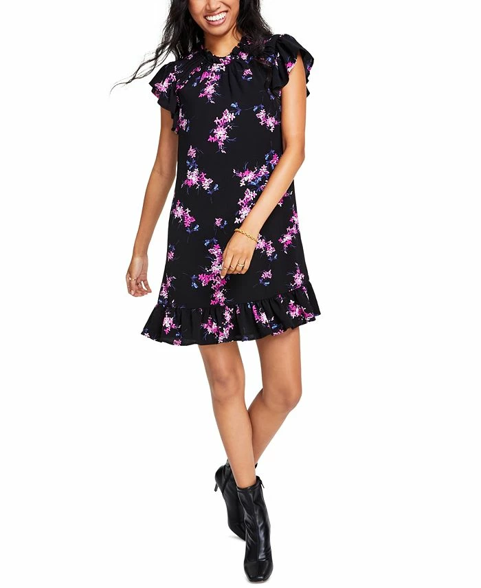CeCe Floral-Print Ruffled Shift Dress 3 CeCe Floral-Print Ruffled Shift Dress