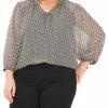 Vince Camuto Plus Size Printed Split-Neck Peasant Top -Clothing Shop 23149457 fpx