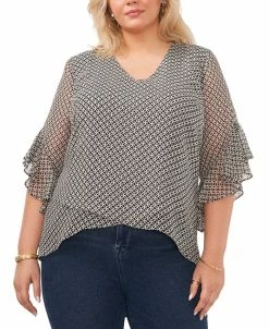 Vince Camuto Plus Size Flutter-Sleeve Crossover Top