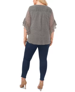 Vince Camuto Plus Size Flutter-Sleeve Crossover Top -Clothing Shop 23149473 fpx