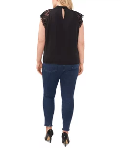 Vince Camuto Plus Size Mock-Turtleneck Lace-Sleeve Top -Clothing Shop 23149740 fpx