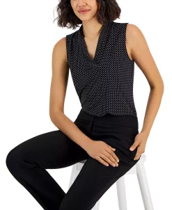 Anne Klein Women's Triple-Pleat Sleeveless V-Neck Blouse -Clothing Shop 23151144 fpx