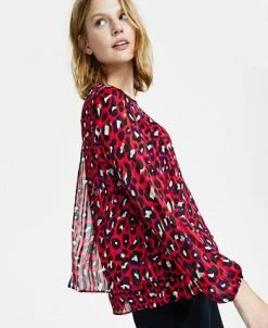 Anne Klein Women's Leopard-Print Double-Layer Blouse -Clothing Shop 23151477 fpx