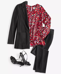 Anne Klein Women's Leopard-Print Double-Layer Blouse -Clothing Shop 23158463 fpx