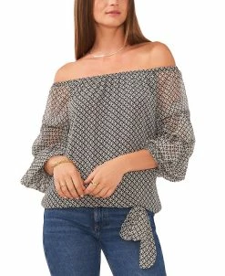 Vince Camuto Women's Printed Off-the-Shoulder Bubble-Sleeve Blouse