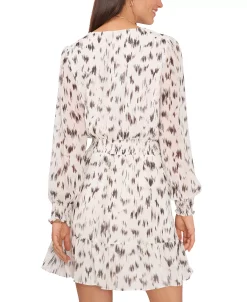 Vince Camuto Women's Printed Surplice Ruffled Dress -Clothing Shop 23186152 fpx