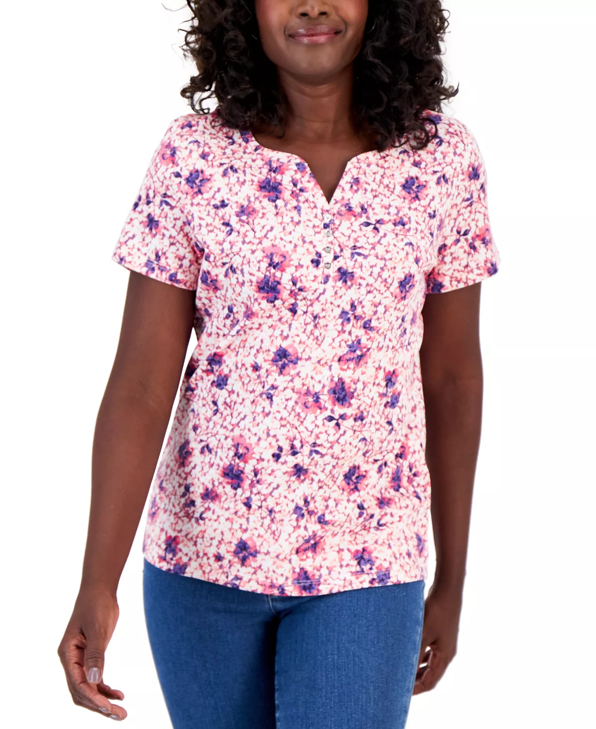 Karen Scott Women's Santa Ana Winds Printed Henley Top, Created For Macy's 7 Karen Scott Women's Santa Ana Winds Printed Henley Top, Created For Macy's - Image 5