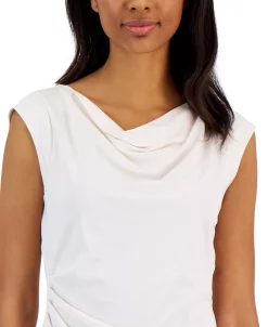 Anne Klein Women's Cap-Sleeve Cowlneck Blouse -Clothing Shop 23206665 fpx