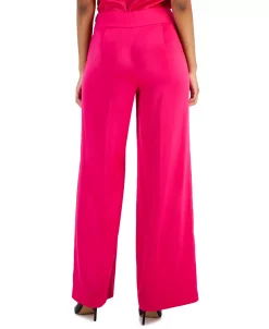 Anne Klein Montreal Satin High-Rise Side-Zip Wide-Leg Pants -Clothing Shop 23206713 fpx
